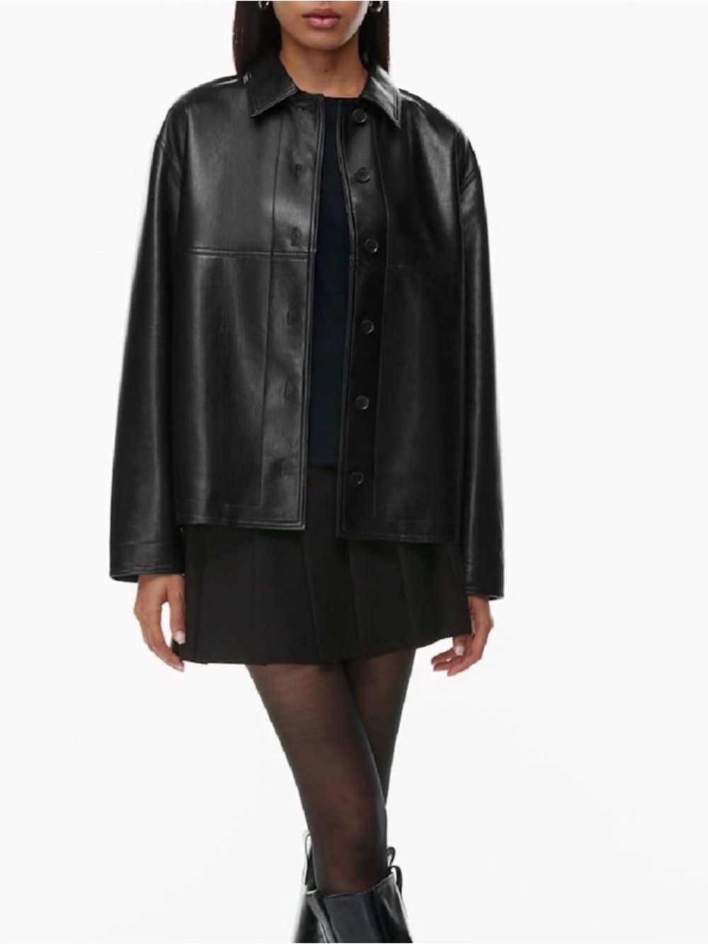 Aritzia Sunday Best Leather Button Up Jacket